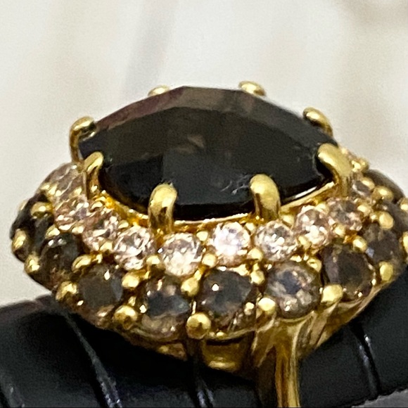 Vintage Smoky Topaz CZ Statement Ring Size 7 - Picture 11 of 16